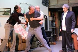 Madison Miller / staff photo                                Valley Center Stage presents The Seafarer March 29-April 13. From left, René Schuchter, Peter Cook, Jim Snyder and Michael Murdock.