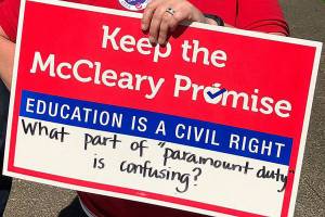 Photo courtesy of Snoqualmie Valley Education Association Facebook page                                Eastside educators were appalled over an amendment made to SB 5313. The effects could have reduced teacher compensation and limited bargaining abilities. The bill recently died.