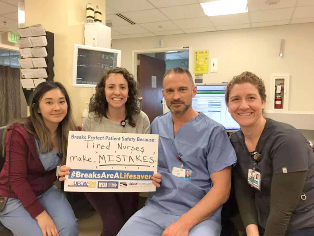 Hospital workers support HB 1155 to implement uninterrupted rest breaks and provide limitations on the use of additional on-call work. Courtesy Photo