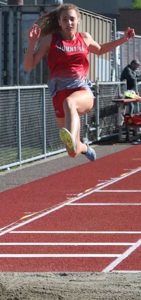 Tatum Dalgleish attacks the long jump. Andy Nystrom / staff photo