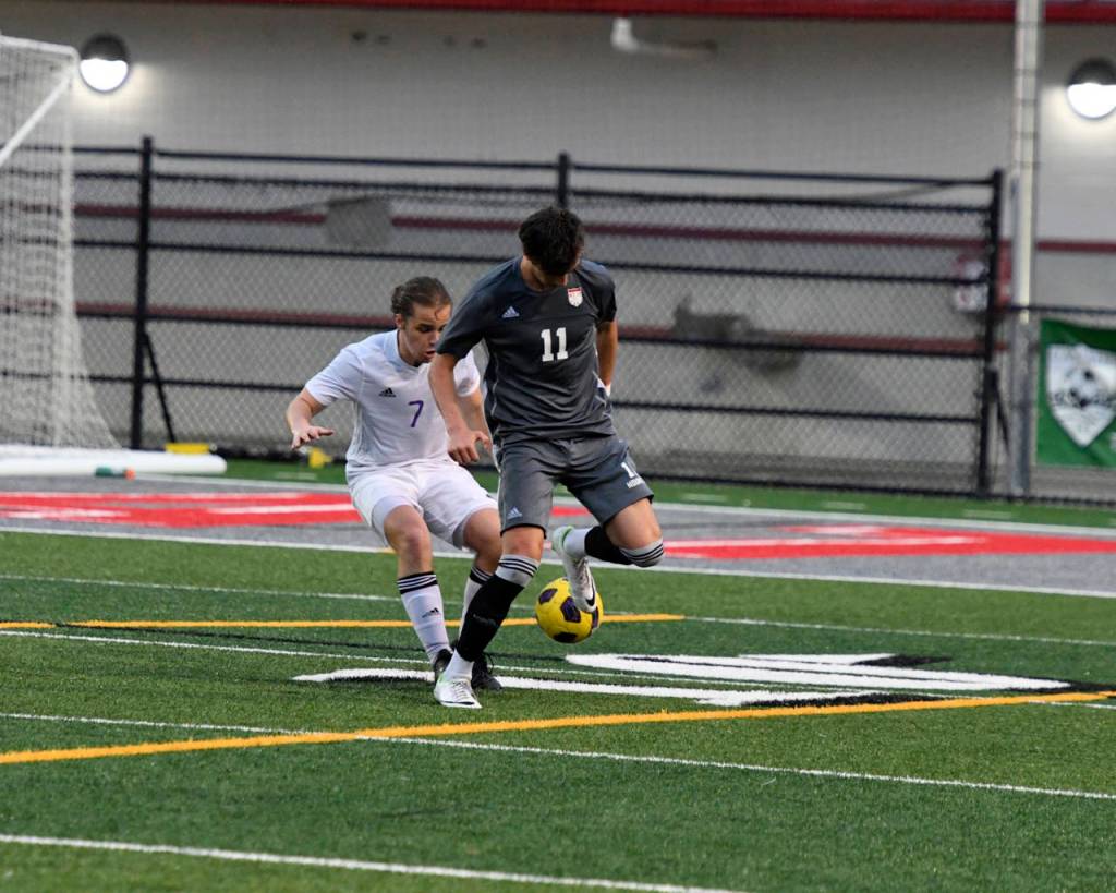 Mount Si Wildcats senior Drew Harris (pictured) delivers a perfect pass to teammate Mateo Didomenico for the game-winning goal in the 68th minute of play. Photo courtesy of Calder Productions