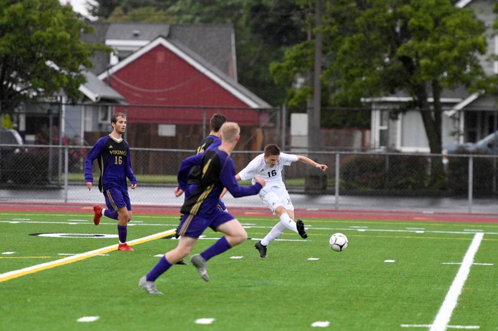 Sully Smith (pictured) scored a goal in the 26th minute, giving Mount Si a 1-0 lead in the 4A state championship game. Puyallup earned a 2-1 victory against Mount Si in the title game on May 25 at Sparks Stadium in Puyallup. Photo courtesy of Calder Productions