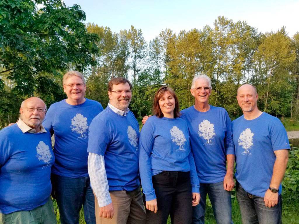 Fall City Day 2019 volunteer organizers meet to discuss final preparations before the event. From left: Don Oster, Kevin Hauglie, Todd Brown, Angela Donaldson, Lee Alexander and Kirk Harris. Courtesy Photo