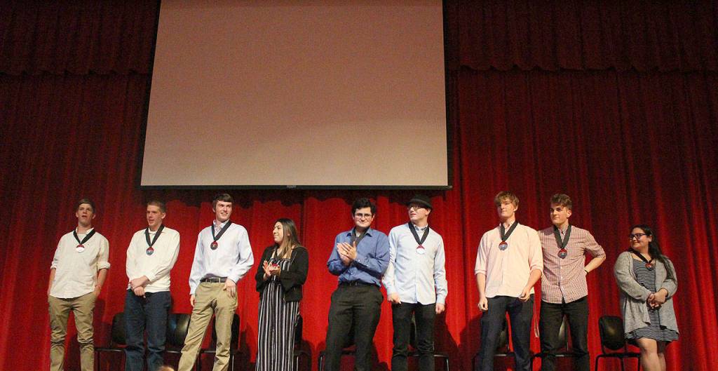 The inaugural AVID class at MSHS will graduate June 7. From left: Joe Harris, Gabe Burbink, Sean Gaffney, Jocelyn Morales, Justin Wotton, Richard Anderson, Frankie Cepeda, Niko Cepeda and Elena Lopez. Madison Miller / staff photo