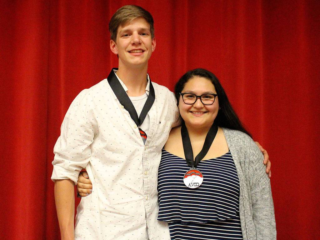 Madison Miller / staff photo                                AVID seniors, Joe Harris and Elena Lopez, are two of the nine AVID inaugural class.