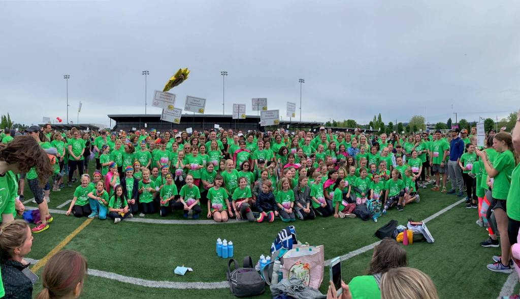 Girls on the Run 5K participants gather at Renton Memorial Stadium. Courtesy photo