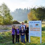 Encompass capital campaign leadership at the property site for Encompass Snoqualmie. From left: Major Gifts Officer, Rhonda Ender, Director of Development, Lisa Yamasaki, Executive Director, Nela Cumming, and Campaign Steering Committee Co-Chairs Brad Hutt and Charlotte Rempfer. Courtesy photo
