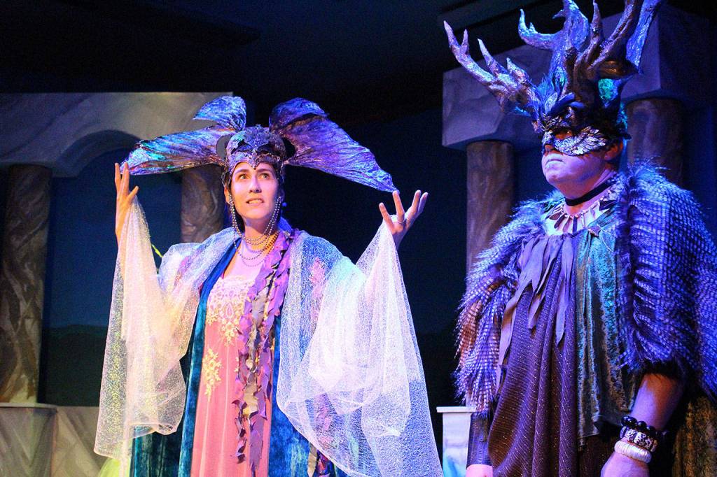 Madison Miller / staff photo                                Kathryn Stahl (Titania) and Jim Snyder (Oberon) rehearse their lines for the upcoming VCS production of A Midsummer Nights Dream.