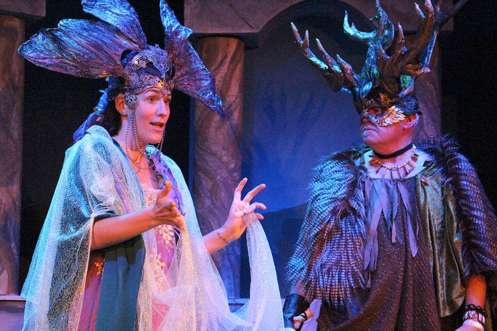 Madison Miller / staff photo                                Kathryn Stahl (Titania) and Jim Snyder (Oberon) rehearse their lines for the upcoming VCS production of A Midsummer Nights Dream.