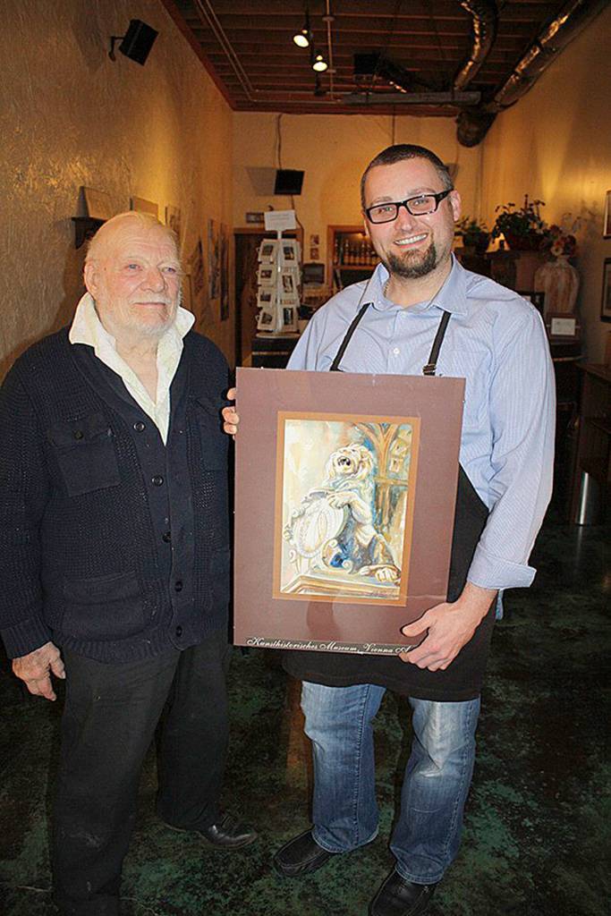File photo                                Richard Burhans with Sinacia Yovanovich at the Euro Lounge Cafe and crepe restaurant in downtown North Bend.