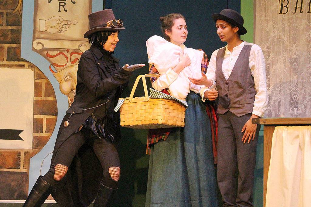 Madison Miller / staff photo                                Valley Center Stage and Si View Metro Parks are partnering to debut a new musical, The Gingerbread Man. From left: Natalie Collins, Rebecca Zatloukal and Meha Shah.