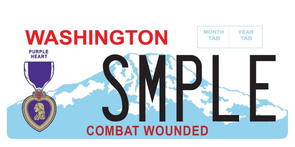 The Golden Heart License plate is available for free to veterans, beginning July 28. Photo courtesy of the Department of Licensing