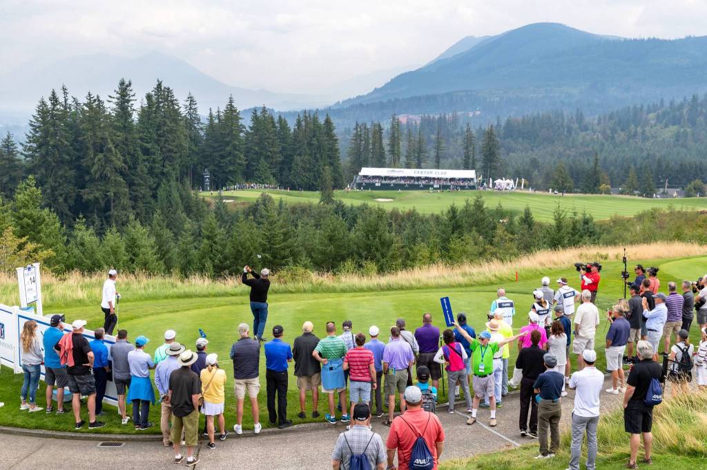 A golfer tees off at the Boeing Classic at The Club at Snoqualmie Ridge. Photo courtesy of Mike Centioli/Boeing Classic