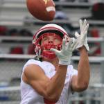 Mount Si receiver Zach Soliday hauls in a pass during practice. Andy Nystrom/ staff photo