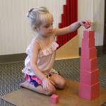 Photos by Madison Miller / staff photo                                Harper Lenihan, 4, plays with blocks at Mount Si Montessori.
