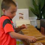 Garrett Lenihan, 7, plays with blocks at Mount Si Montessori.