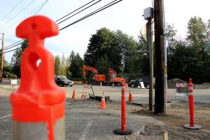 Photo by Natalie DeFord                                Construction site of the new roundabout on East North Bend Way.