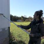 Jacoba Niepoort, a world-traveling Copenhagen-based muralist, makes a stop in Carnation to paint a new mural on the side of Christa and David St.Pierres barn. Madison Miller / staff photo