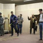 Madison Miller / staff photos                                The cast of VCSs production of Of Mice and Men rehearse for opening night. From left, René Schuchter (Whit), Chris Clark (Curly), Ryan Hartwell Fuller (Carlson), Gavin McLean (Slim) and Tom Stewart (George).