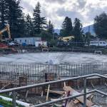 Courtesy photo                                Concrete was poured Oct. 3 for the base of a new, secondary clarifier at North Bends Wastewater Treatment Plant, which is undergoing improvements.