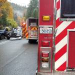 Three people were injured after a two-car accident on Preston-Fall City Road on Oct. 21. Photo courtesy of Snoqualmie Fire Department