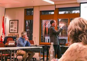 Natalie DeFord/staff photo                                John Howell, founding partner of Cedar River Group, speaks during an Oct. 28 special Snoqualmie City Council meeting on affordable housing policy.