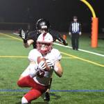 Mount Sis Brayden Holt snags a touchdown catch in the first quarter against Monroe. Photo courtesy of Calder Productions