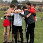 Mount Sis running squad at state: from left, Nic Ayling, Paul Talens, Tychon Preston, Andrew Ross, Will Connors, Austin Gappa, Luke Harper, Jack Pratapas and Tristan Gray. Coaches are, from left: Blake Kimmell, Amy Johnson, Sean Sundwall and Kelly Saunders. Courtesy photo