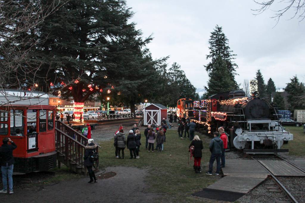 The Snoqualmie Depot in downtown Snoqualmie during the Santa Train event. Natalie DeFord/staff photo