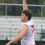 Mount Sis Gale Kamp fires up his teammates during a fall practice. Andy Nystrom/ staff photo