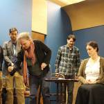 Michael Schmidt, Chris Clark, Becky Rappin, Ryan Hartwell and Margaret Zatloukal rehearse one of the final scenes in VCSs production of Murder on the Orient Express. Madison Miller/staff photo