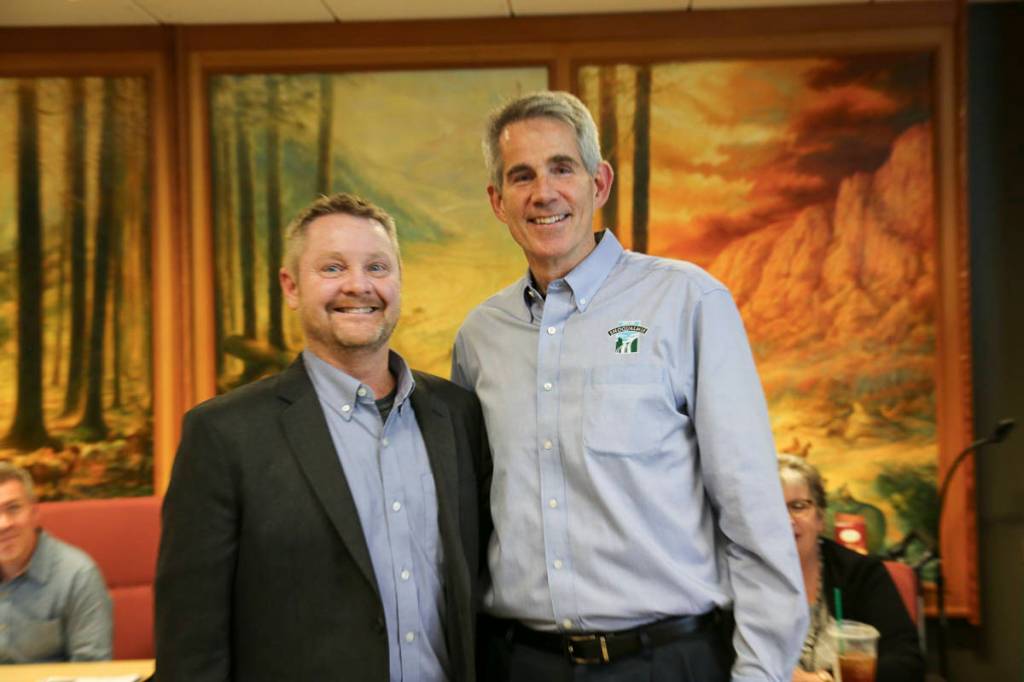 Courtesy photo                                From left, Brian Krause, new director of parks and public works and Snoqualmie Mayor Matt Larson.