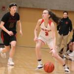 Mount Si freshman Grace Turley dribbles the ball during the Wildcats 71-51 win over Newport on Jan. 8 at Sammamish High School. Benjamin Olson/staff photo
