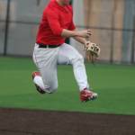 Mount Si shortstop Troy Baunsgard gets some air while making a play during a March 10 practice on the teams new turf field. Andy Nystrom/ staff photo
