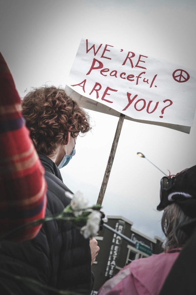 People gathered in North Bend on on June 6 to protest police violence and racism. Photo contributed by Cole Quinn.