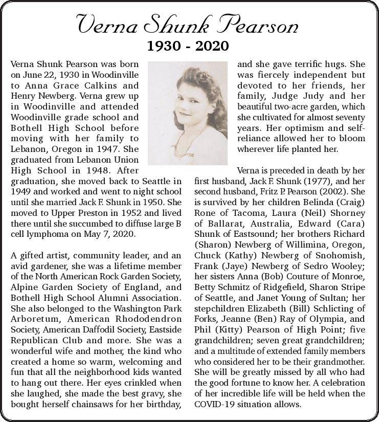 Verna Shunk Pearson | Obituary