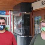 Beth Burrows, owner of the North Bend Theatre, stands outside the facility with manager Skyler Possert. Theyre hoping to reopen the theater ahead of the Aug. 21 release of Mulan. Aaron Kunkler/staff photo