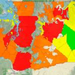 This is the smoke/air forecast for Friday, Sept. 11. Red means unhealthy air. Brown is unhealthy for sensitive groups. COURTESY GRAPHIC, State Dept. of Ecology