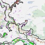 A screenshot from King County iMaps showing landslide risk in and around the Snoqualmie Valley.