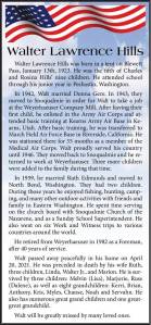 Walter Lawrence Hills | Obituary