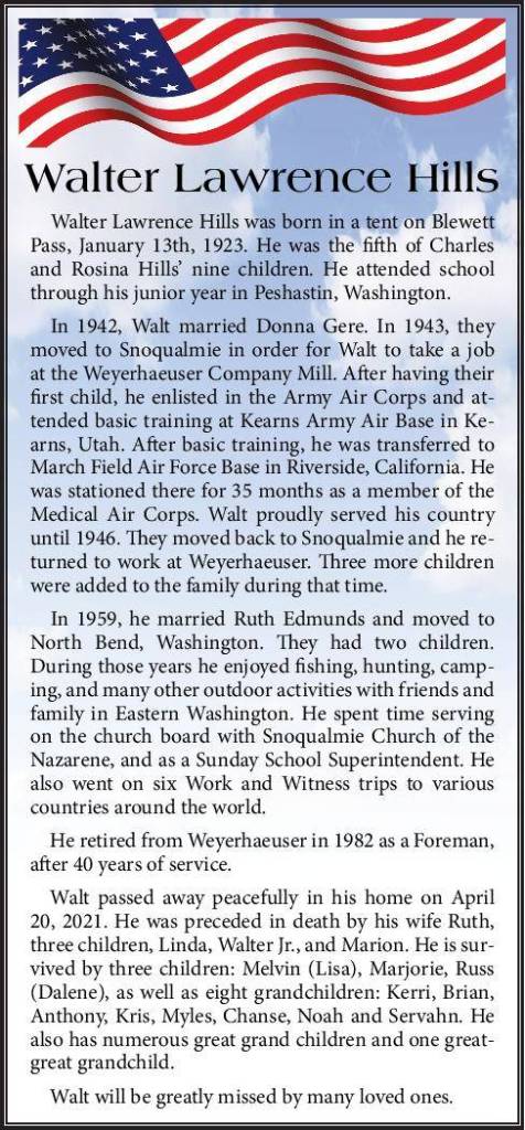 Walter Lawrence Hills | Obituary