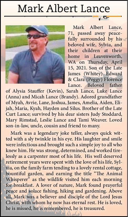 Mark Albert Lance | Obituary