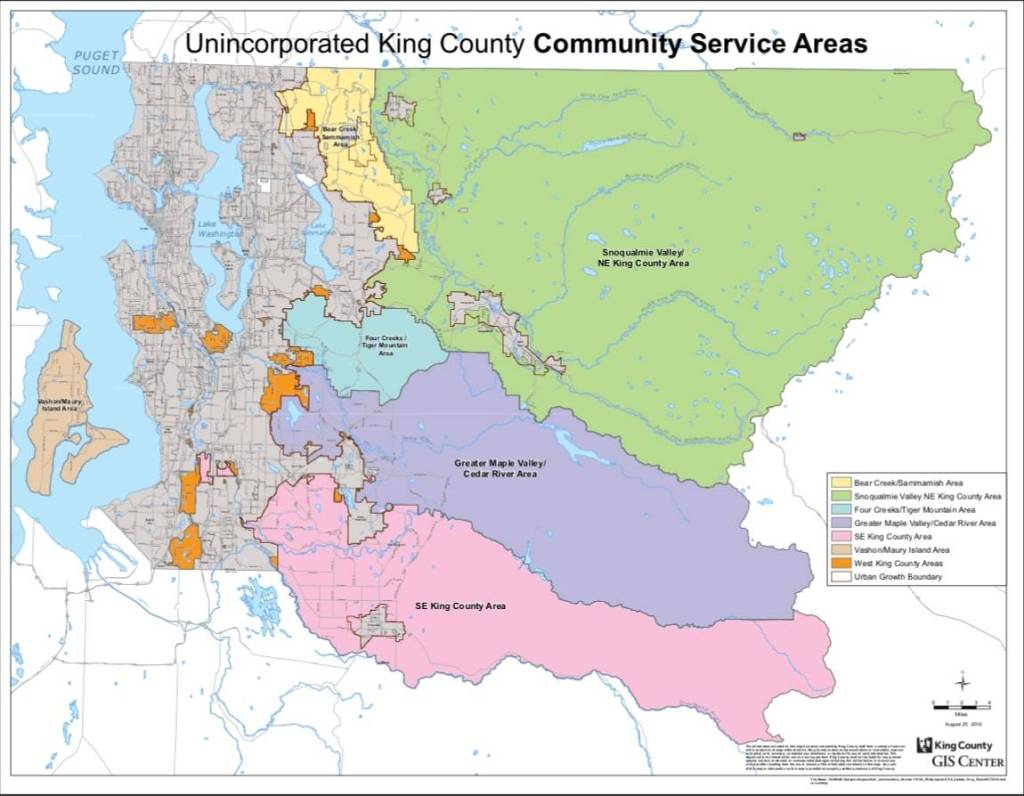 Map of the Snoqualmie Valley, northeast King County community service area. Photo courtesy of King County Geographic Information System.