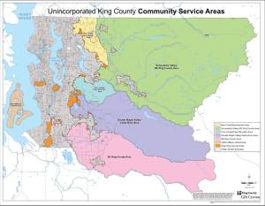 Map of the Snoqualmie Valley, northeast King County community service area. Photo courtesy of King County Geographic Information System.