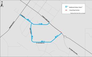 A map of the detour along East North Bend Way. Photo from the City of North Bend.