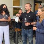 Chris Stone welcoming the patrons and telling the story of the local North Bend families that are Pearl and Stone. Photo by William Shaw/Valley Record