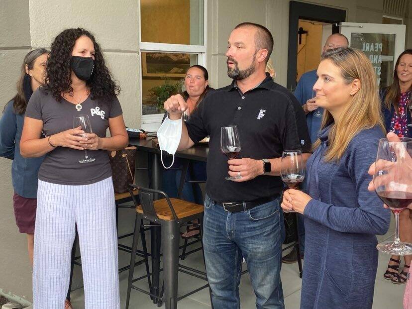 Chris Stone welcoming the patrons and telling the story of the local North Bend families that are Pearl and Stone. Photo by William Shaw/Valley Record