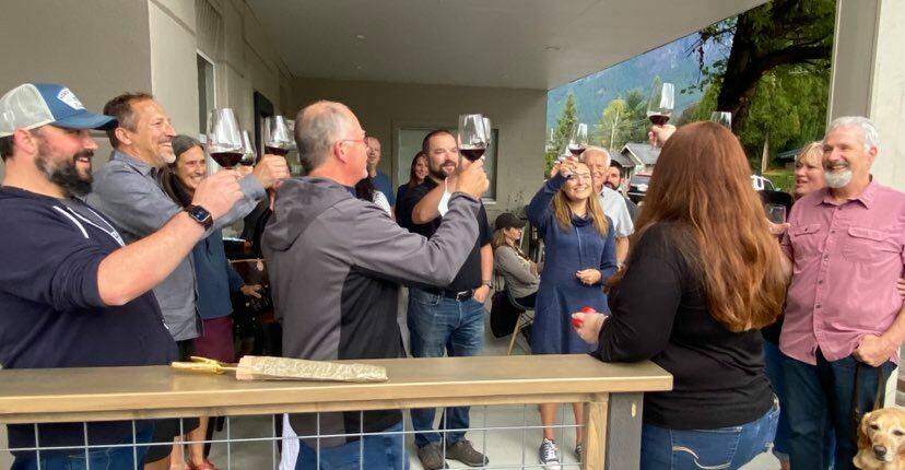 An opening toast at Pearl and Stone Wine Company. Photo by William Shaw/Valley Record
