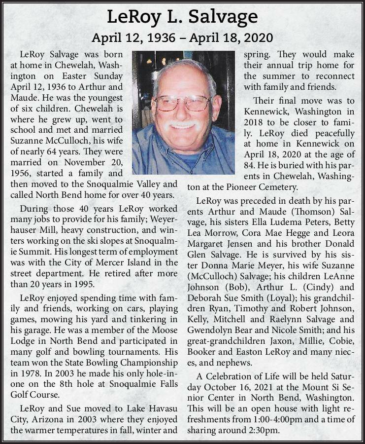 LeRoy L. Salvage | Obituary