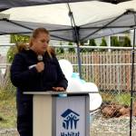 Photo by Conor Wilson/Valley Record
Nicole Evans-Stanley, a Habitat for Humanity homeowner, gives a speech at the Habitat groundbreaking Sept. 28 in North Bend.